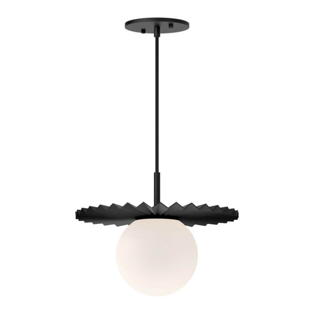 Alora Mood Plume 1 Light 12 inch Pendant in Matte Black with Opal Glass PD501212MBOP