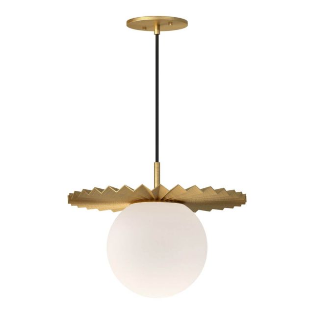 Alora Mood Plume 1 Light 14 inch Pendant in Brushed Gold with Opal Glass PD501214BGOP