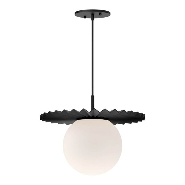 Alora Mood Plume 1 Light 14 inch Pendant in Matte Black with Opal Glass PD501214MBOP