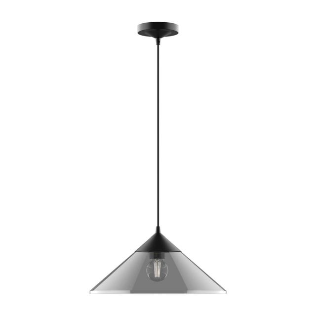Alora Mood PD521015MBSM Mauer 1 Light 15 inch Pendant in Matte Black with Smoked Glass