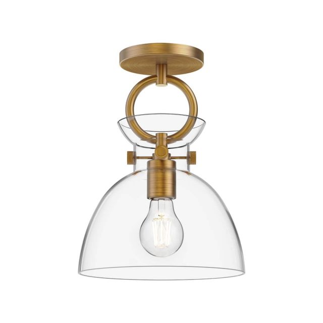 Alora Mood Waldo 1 Light 9 inch Semi-Flush Mount in Aged Gold with Clear Glass SF411809AGCL