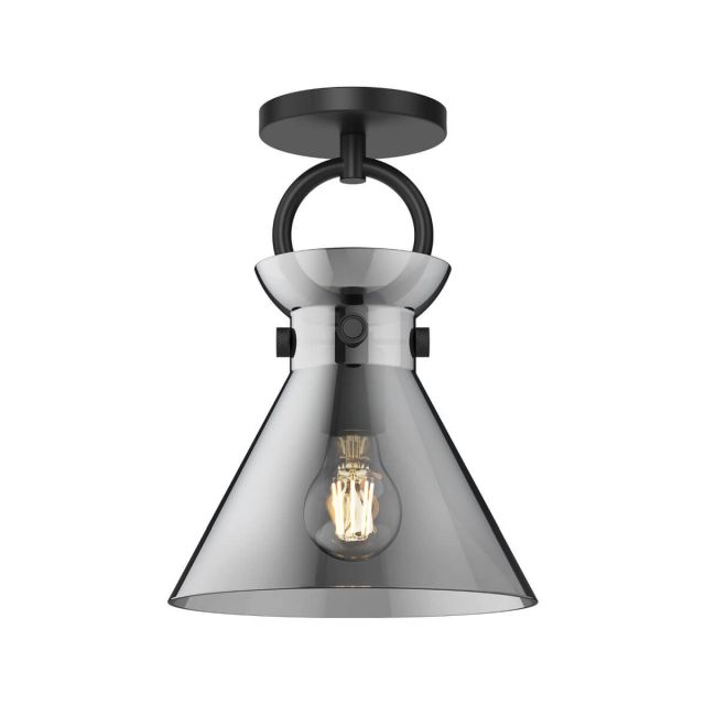 Alora Mood Emerson 1 Light 9 inch Semi-Flush Mount in Matte Black with Smoked Glass SF412509MBSM