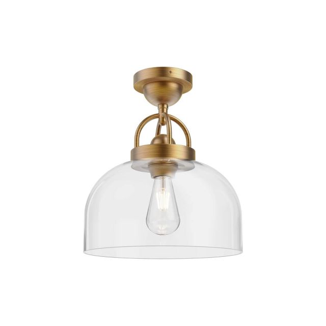 Alora Mood Lancaster 1 Light 12 inch Semi-Flush Mount in Aged Gold with Clear Glass SF461101AG