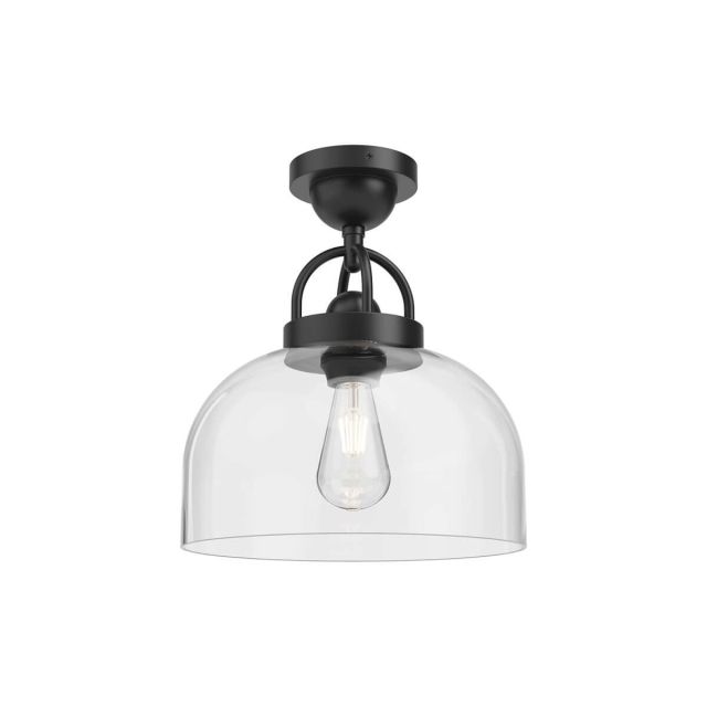 Alora Mood Lancaster 1 Light 12 inch Semi-Flush Mount in Matte Black with Clear Glass SF461101MB