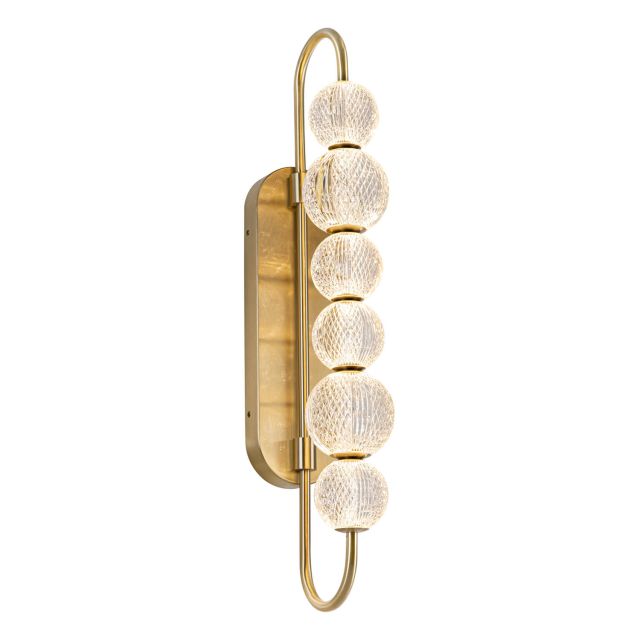 Alora Lighting Marni 29 inch Tall LED Wall Sconce in Natural Brass with Clear Carved Acrylic WV321628NB