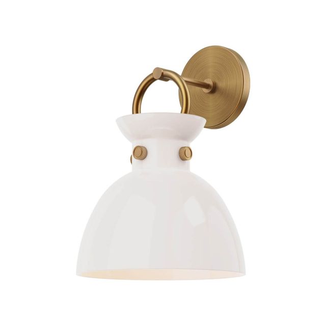 Alora Mood Waldo 1 Light 13 inch Tall Wall Sconce in Aged Gold with Glossy Opal Glass WV411809AGGO