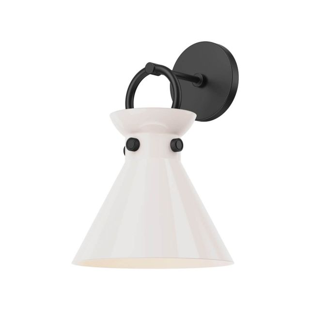 Alora Mood Emerson 1 Light 13 inch Tall Wall Sconce in Matte Black with Glossy Opal Glass WV412509MBGO