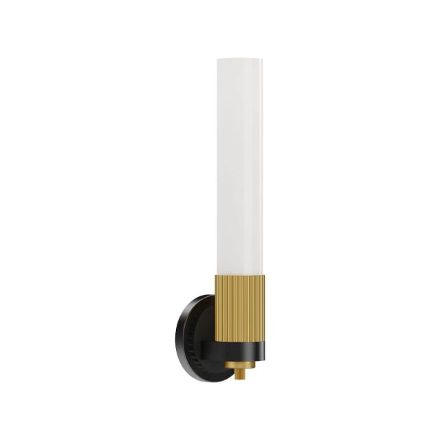 Alora Mood Rue 1 Light 17 inch Tall Wall Sconce in Matte Black-Brushed Gold with Glossy Opal Glass WV416101MBBG