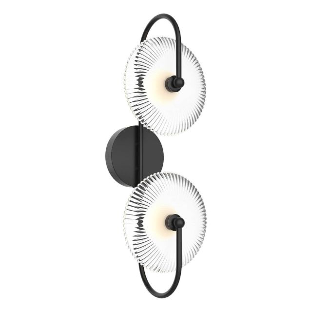 Alora Mood Hera 26 inch Tall LED Wall Sconce in Matte Black with Clear Ribbed Glass - Matte Opal Glass Ball WV417802MBCR