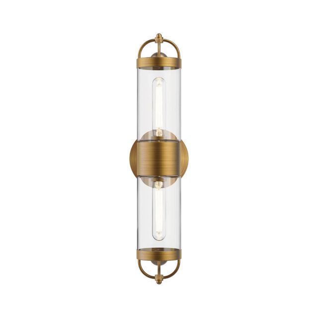 Alora Mood Lancaster 2 Light 21 inch Tall Wall Sconce in Aged Gold with Clear Glass WV461102AG