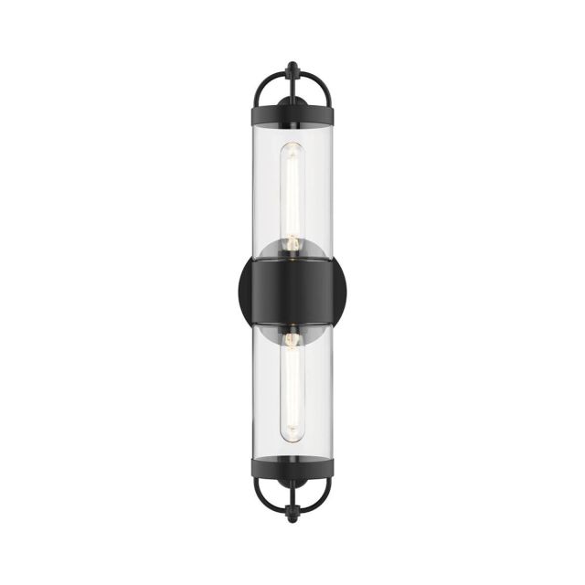 Alora Mood Lancaster 2 Light 21 inch Tall Wall Sconce in Matte Black with Clear Glass WV461102MB