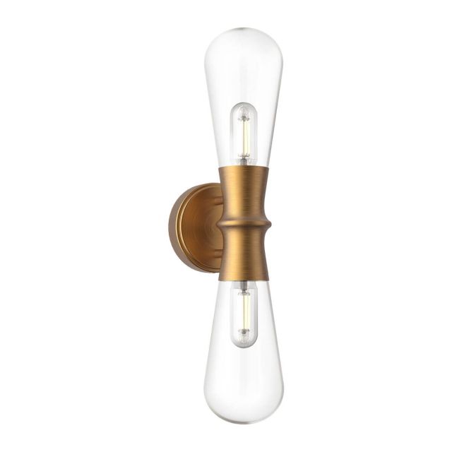 Alora Mood Marcel 2 Light 21 inch Tall Wall Sconce in Aged Gold with Clear Glass WV464002AG