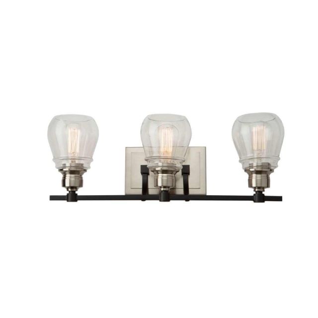 Artcraft AC11683NB Nelson 3 Light 22 inch Vanity Light in Black-Brushed Nickel with Clear Glass