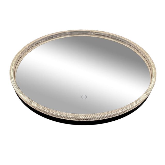 Artcraft Reflections 24 x 24 inch Smart Touch Circular LED Mirror in Matte Black with Crystalline Trim AM340
