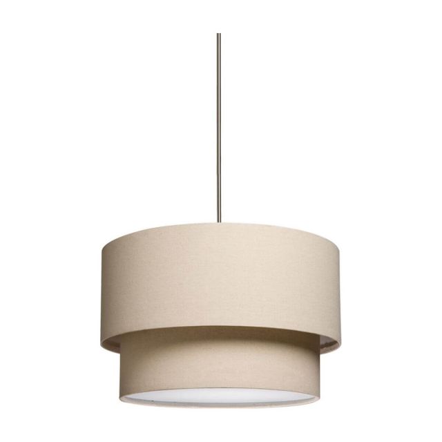 Artcraft SC522OM Mercer Street 3 Light 18 inch Small Round Chandelier in Oatmeal with Double Oatmeal Linen Drum Shade and Bottom Acid White Glass Diffuser