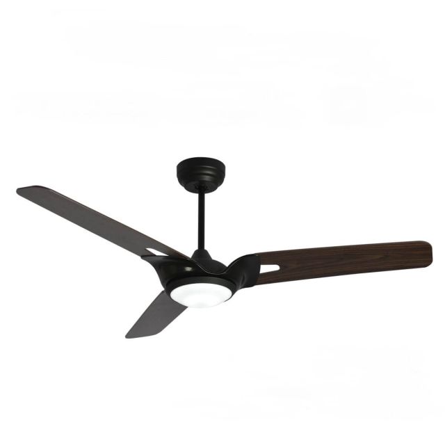 Carro VS523A-L12-B5-1 Hoffen 52 inch 3 Blade Smart Outdoor LED Ceiling Fan in Black with Walnut Blade
