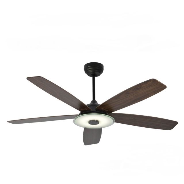 Carro Journey 52 inch 5 Blade Smart Outdoor LED Ceiling Fan in Black with Walnut Blade VS525H-L13-B5-1