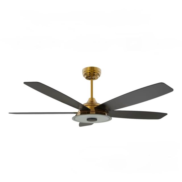 Carro Journey 52 inch 5 Blade Smart Outdoor LED Ceiling Fan in Gold with Black Blade VS525H-L13-G2-1