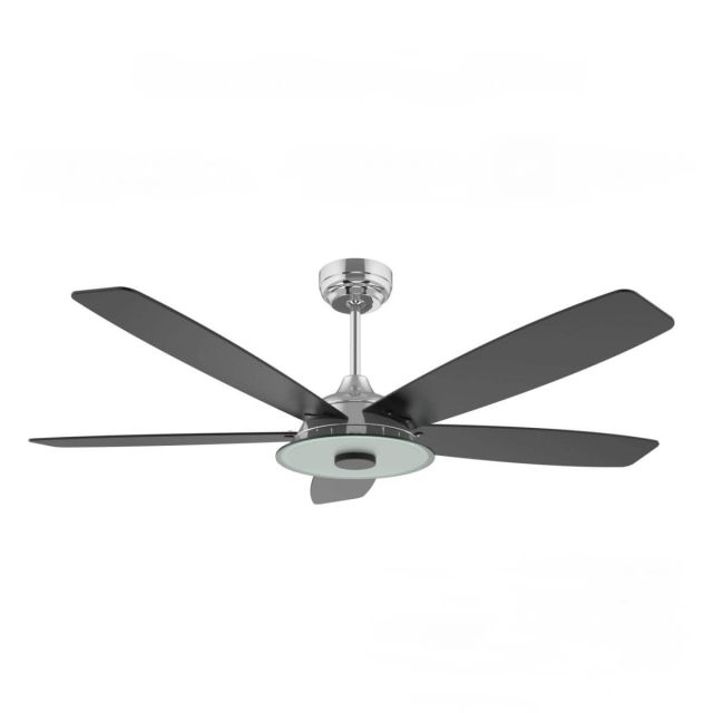 Carro Journey 56 inch 5 Blade Smart Outdoor LED Ceiling Fan in Silver with Black Blade VS565H-L13-S2-1