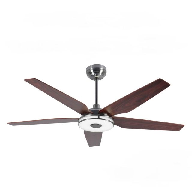 Carro Elira 56 inch 5 Blade Smart Outdoor LED Ceiling Fan in Silver with Rosewood Blade VS565S-L13-S4-1