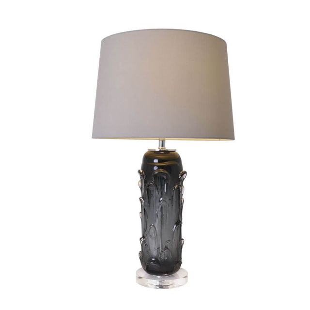 Carro Jacinto 1 Light 27 inch Tall Table Lamp in Smoke Grey with White Fabric Shade VAT-G27021A3