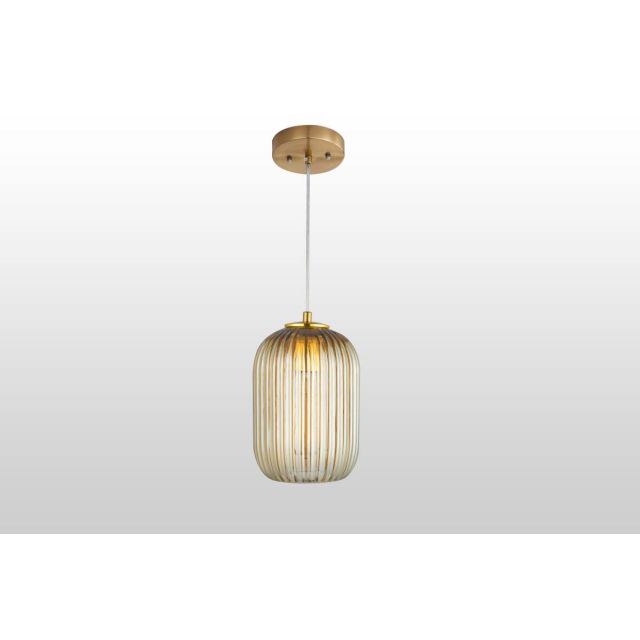 Carro Circulus 1 Light 6 inch Outdoor Pendant in Brass with Amber Ribbed Glass Shade VP-G0608011A1