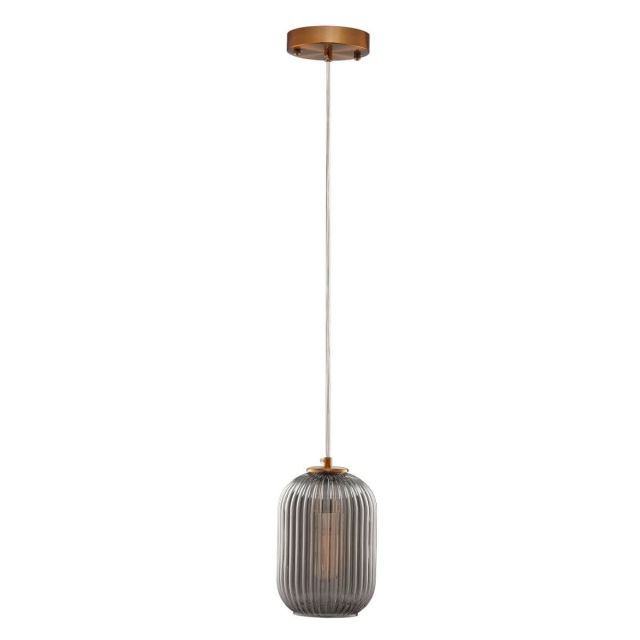 Carro Circulus 1 Light 6 inch Outdoor Pendant in Brass with Smoky Gray Ribbed Glass Shade VP-G0608011A2