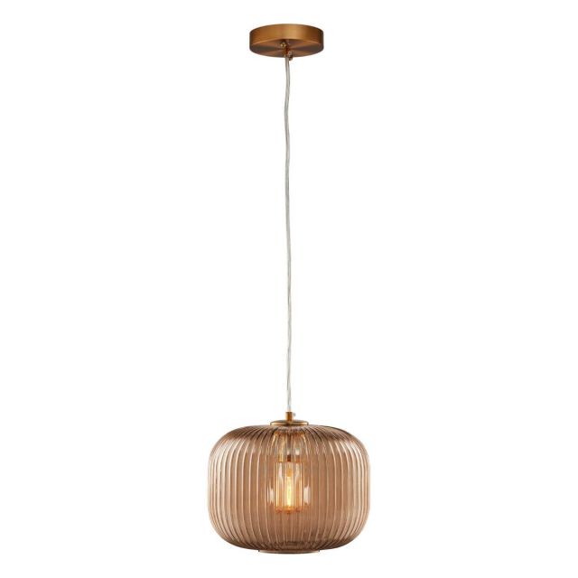 Carro Circulus 1 Light 10 inch Outdoor Pendant in Brass with Champagne Ribbed Glass Shade VP-G1108011A2
