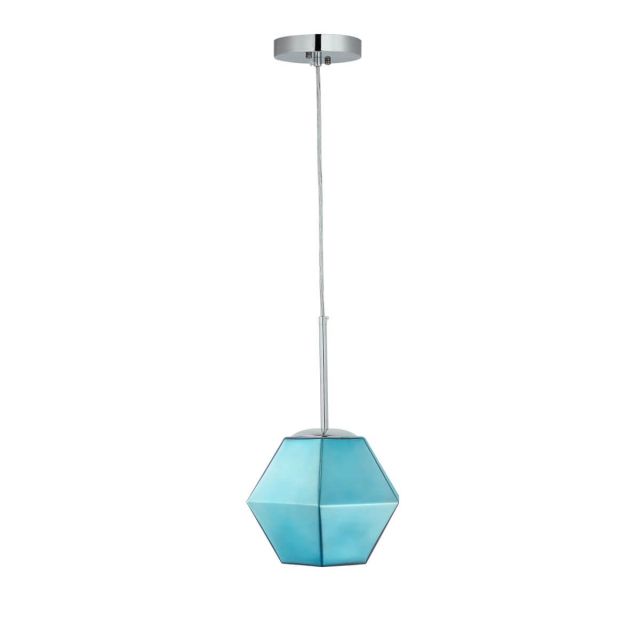 Carro Pegase 1 Light 10 inch Outdoor Pendant in Polished Chrome with Blue Sapphire Glass Shade VP-G2619011A4