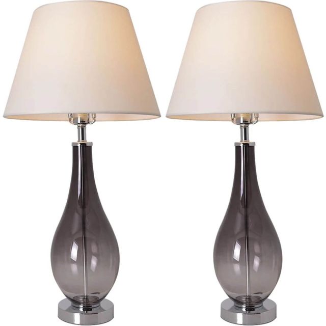 Carro Lola 1 Light 28 inch Tall Table Lamp Set of 2 in Smoke Grey Ombre with Beige Fabric Shade VT-G28012A3