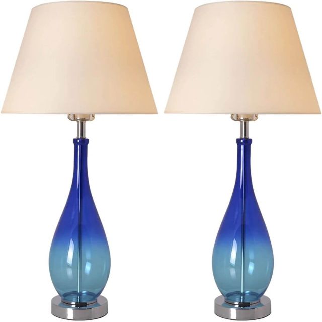 Carro Lola 1 Light 28 inch Tall Table Lamp Set of 2 in Blue Ombre with Beige Fabric Shade VT-G28012A5