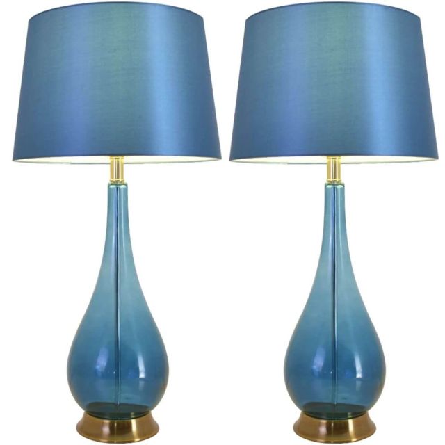 Carro Lola 1 Light 30 inch Tall Table Lamp Set of 2 in Blue Ombre with Blue Fabric Shade VT-G30012A1