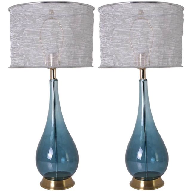 Carro VT-G30012A1S Lola 1 Light 30 inch Tall Table Lamp Set of 2 in Blue Ombre with Translucent Silver Fabric Shade