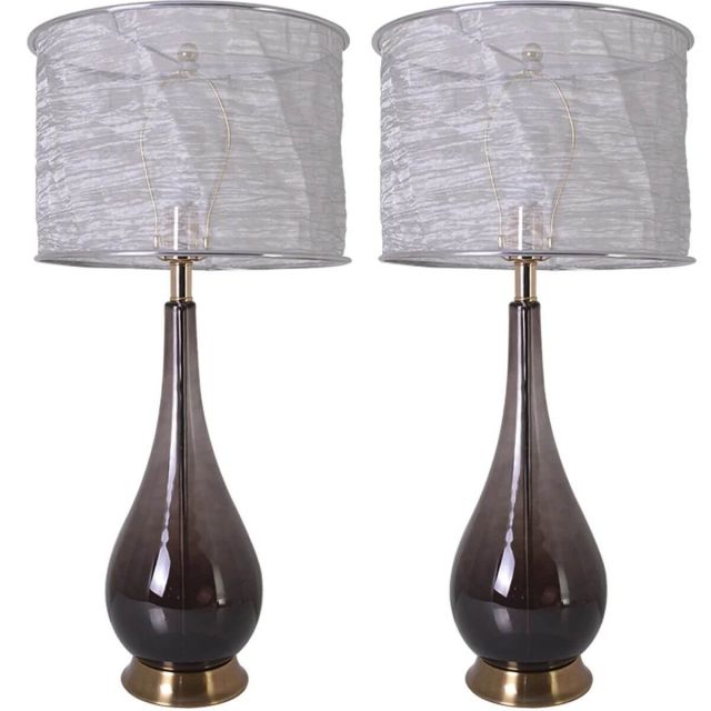 Carro Lola 1 Light 30 inch Tall Table Lamp Set of 2 in Smoke Grey Ombre with Translucent Silver Fabric Shade VT-G30012A2S