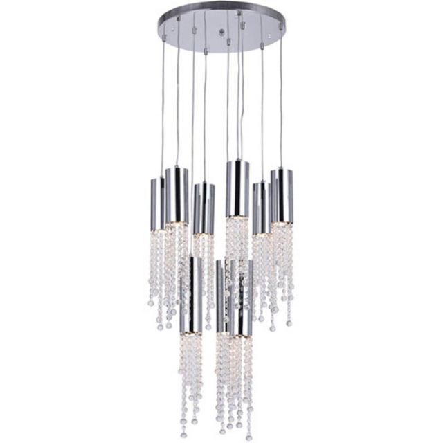 20 inch 9 Light Round Pendant In Chrome - CRYSTAL-2342