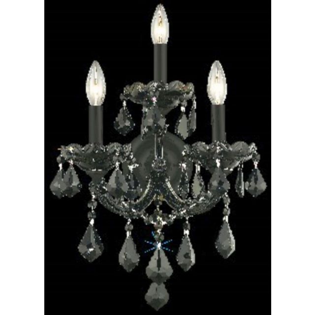 Stockard 3 Light Candle Wall Light - White With Royal Cut Clear Crystal