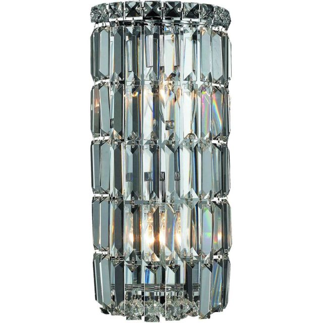 2 light Chrome 16 inch Tall Wall Sconce Clear Crystal