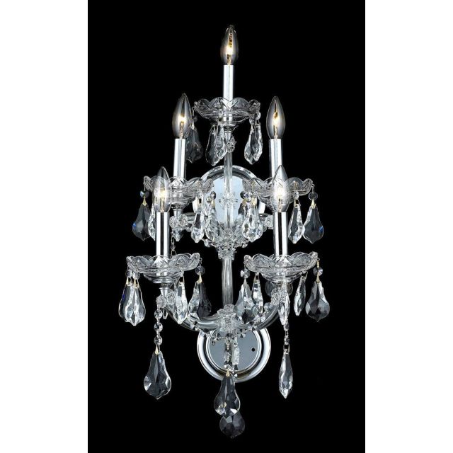 5 light Maria Theresa Chrome 25 inch Tall Wall Sconce Clear Crystal