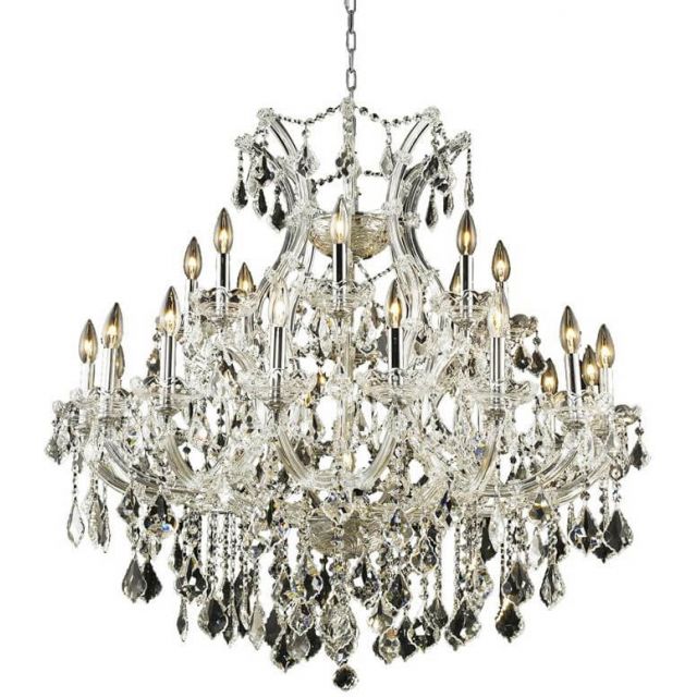 Stockard 24 - Light Glass Dimmable Tiered Chandelier - Chrome With Royal Cut Clear Crystal