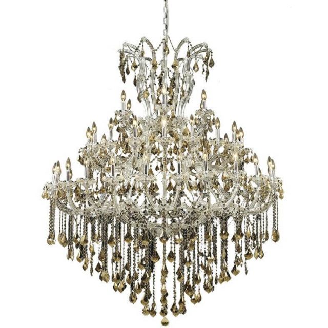 Maria Theresa 49 - Light Crystal Dimmable Chandelier - Chrome With Royal Cut Golden Teak Crystal