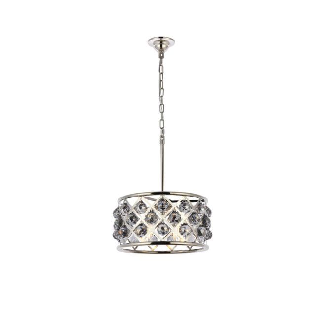 4 Light Unique Statement Pendant - Polished Nickel With Royal Cut Silver Shade Grey Crystal