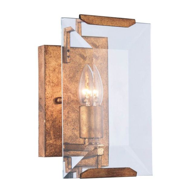 1 light Golden Iron 10 inch Tall Wall Sconce Glass Crystal