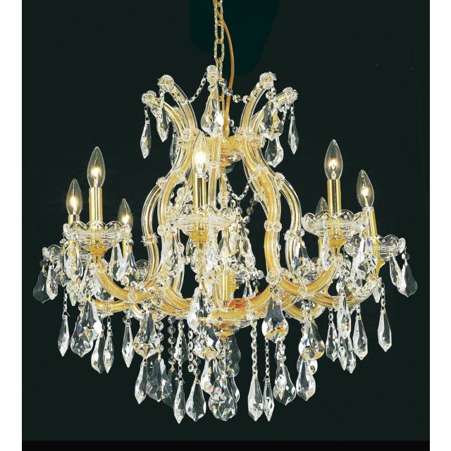 Stockard 9 Light Glass Classic-Traditional Chandelier - Gold