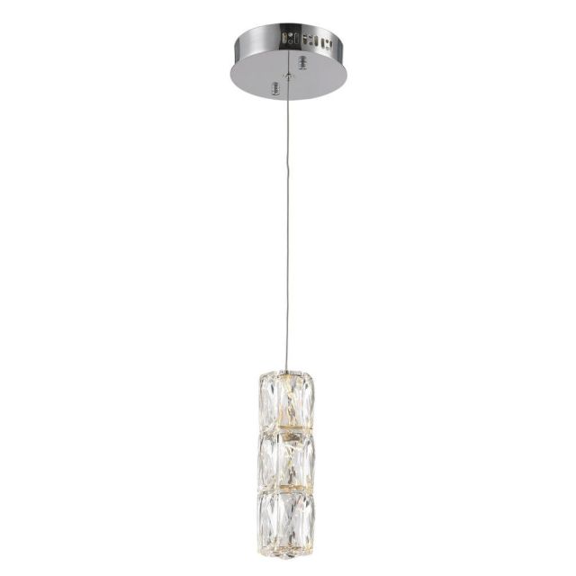6 inch LED Pendant In Chrome With Clear Crystal And Clear Shade