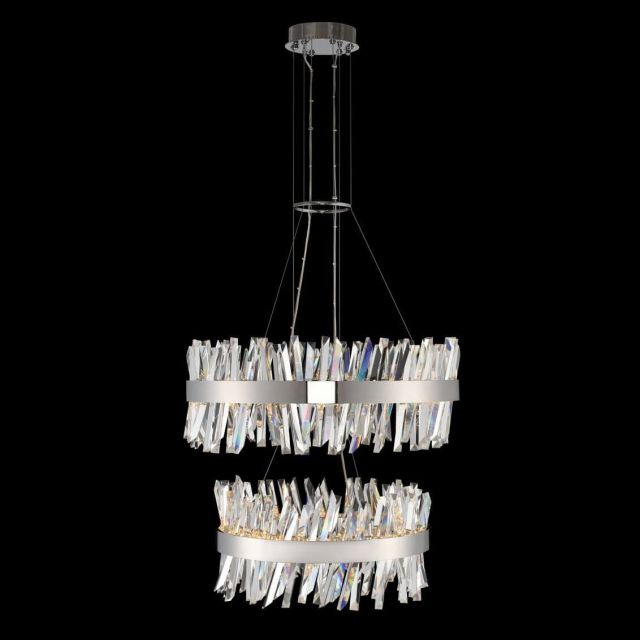 Glacier 2 Tier 32 Inch LED Round Pendant in Chrome - CRYSTAL-6067