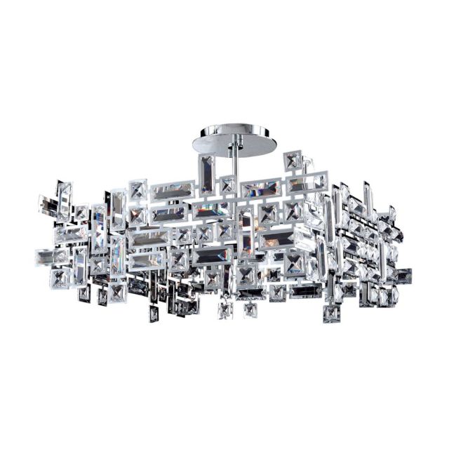 21 Inch 8 Light Square Chrome Crystal Art Deco Pendant - CRYSTAL-6091