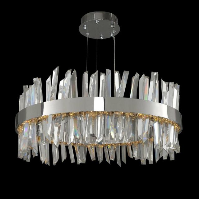 Glacier 32 Inch Round LED Chandelier in Chrome - CRYSTAL-6151