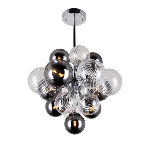 8 Light 16 Inch LED Down Chandelier in Chrome - CRYSTAL-7776