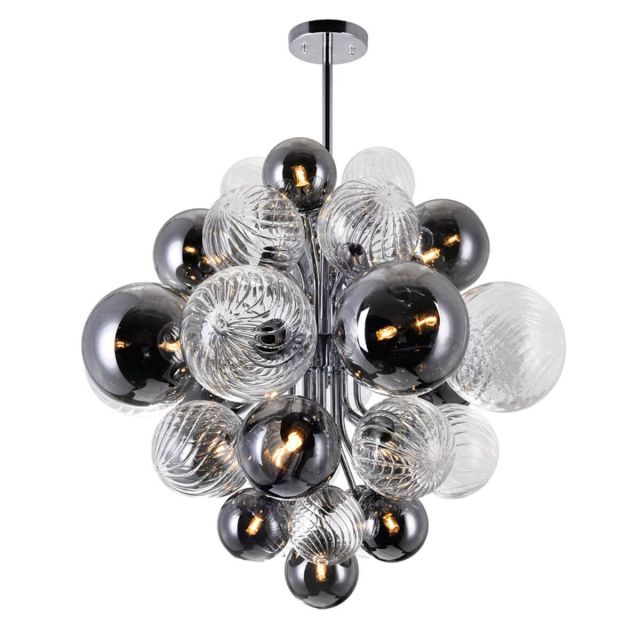 15 Light 25 Inch LED Down Chandelier in Chrome - CRYSTAL-7777