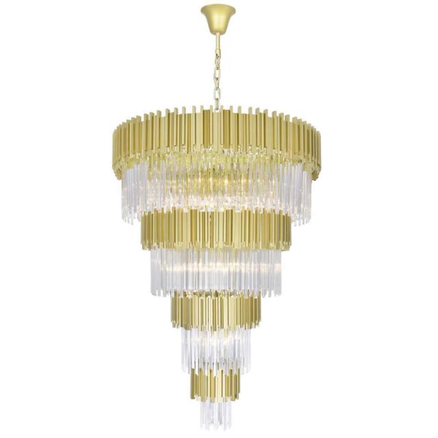 34 Light 40 inch Down Chandelier in Medallion Gold with Clear Crystal - CRYSTAL-7924